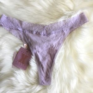 NWT SAVAGE X FENTY Cotton & Lace Thong - LAVENDER - Sz L